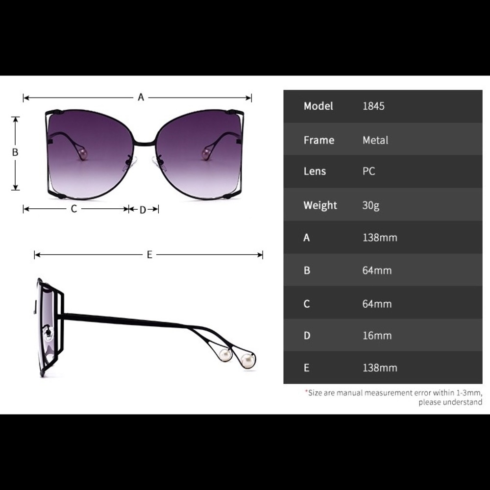 2 for $30 Oversized Butterfly Pearl Sunglasses - Picture 8 of 8